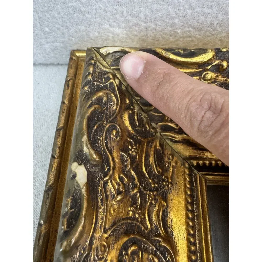 Vintage Jesus Portrait Print Ornate Gold Frame Christian Religious Wall Art